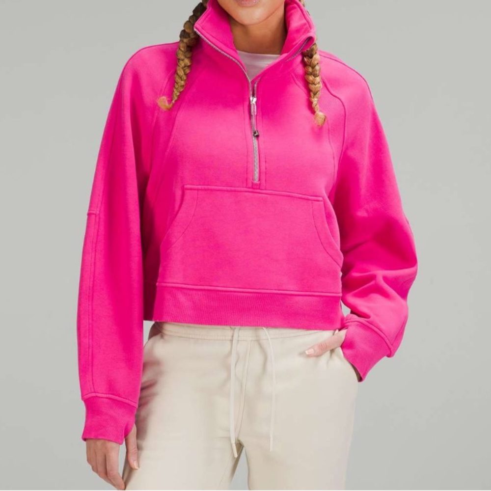 SONIC PINK Lululemon Scuba Oversized Funnel Neck Half Zip sz XS/S